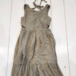 Sincerely Jules Olive Green Tank Top Maxi Dress Cut Out Tie Back Size S